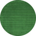 Round Abstract Emerald Green Contemporary Rug, con100emgrn