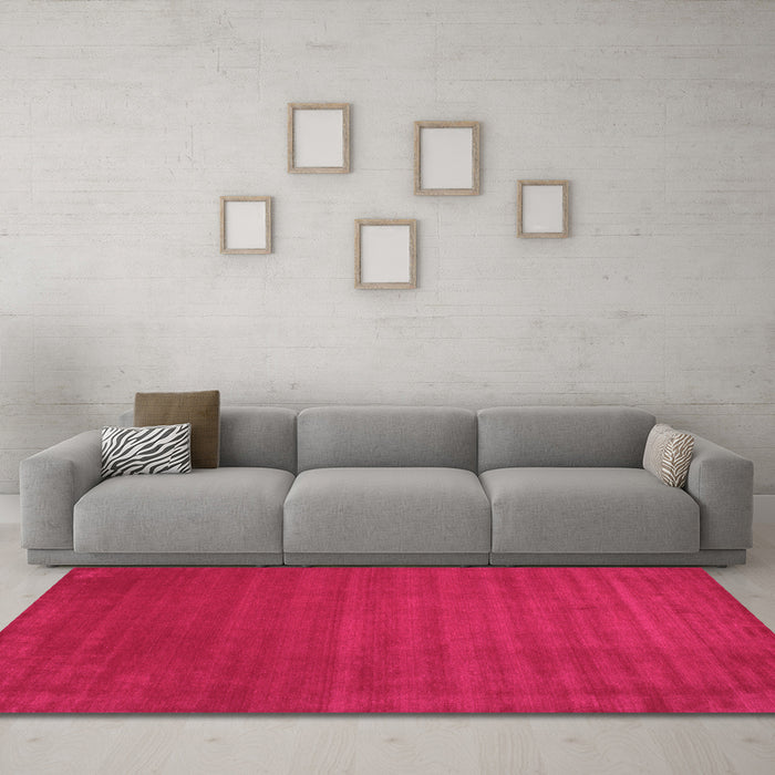 Machine Washable Abstract Pink Contemporary Rug in a Living Room, wshcon100pnk