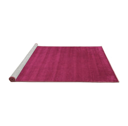 Sideview of Machine Washable Abstract Purple Contemporary Area Rugs, wshcon100pur