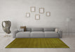 Machine Washable Abstract Green Contemporary Area Rugs in a Living Room,, wshcon100grn