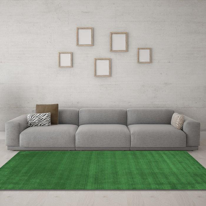 Machine Washable Abstract Emerald Green Contemporary Area Rugs in a Living Room,, wshcon100emgrn