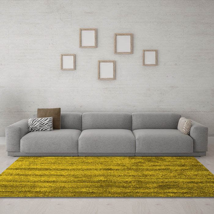 Machine Washable Abstract Yellow Contemporary Rug in a Living Room, wshcon1010yw