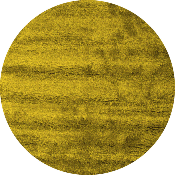 Round Abstract Yellow Contemporary Rug, con1010yw
