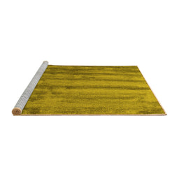 Sideview of Machine Washable Abstract Yellow Contemporary Rug, wshcon1010yw