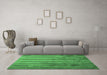 Machine Washable Abstract Emerald Green Contemporary Area Rugs in a Living Room,, wshcon1010emgrn