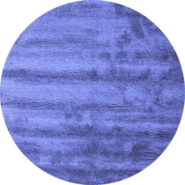 Round Abstract Blue Contemporary Rug, con1010blu