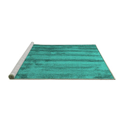 Sideview of Machine Washable Abstract Turquoise Contemporary Area Rugs, wshcon1010turq