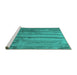 Sideview of Machine Washable Abstract Turquoise Contemporary Area Rugs, wshcon1010turq