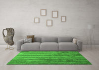 Machine Washable Abstract Green Contemporary Rug, wshcon1010grn