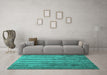 Machine Washable Abstract Turquoise Contemporary Area Rugs in a Living Room,, wshcon1010turq