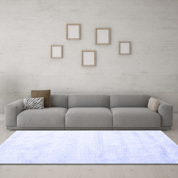 Machine Washable Solid Blue Modern Rug in a Living Room, wshcon1011blu