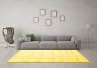 Machine Washable Solid Yellow Modern Rug, wshcon1011yw