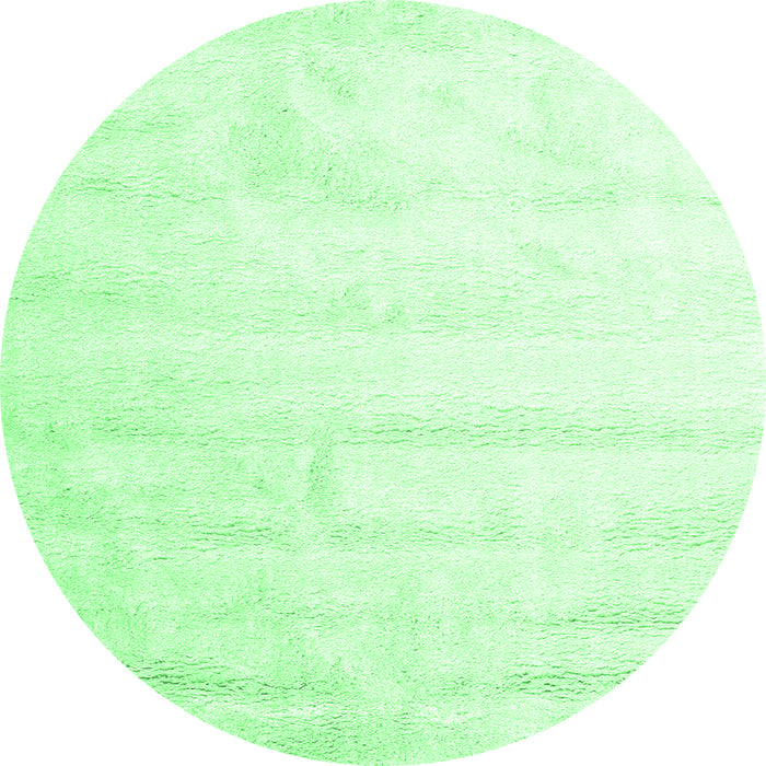 Round Machine Washable Solid Emerald Green Modern Area Rugs, wshcon1011emgrn