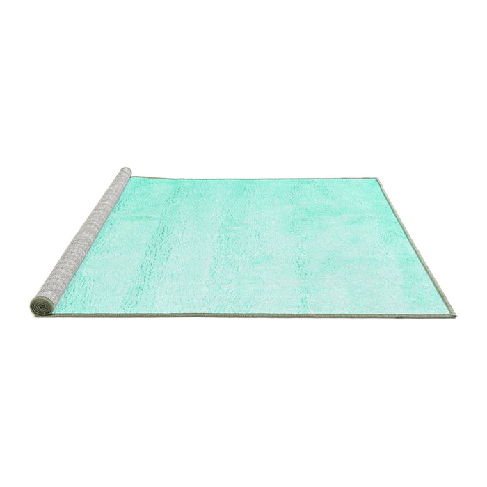 Sideview of Machine Washable Solid Turquoise Modern Area Rugs, wshcon1011turq