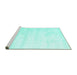 Sideview of Machine Washable Solid Turquoise Modern Area Rugs, wshcon1011turq