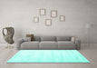 Machine Washable Solid Turquoise Modern Area Rugs in a Living Room,, wshcon1011turq