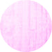 Round Machine Washable Solid Pink Modern Rug, wshcon1011pnk