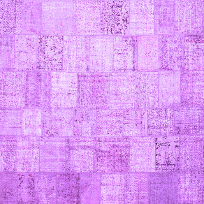 Square Machine Washable Patchwork Purple Transitional Area Rugs, wshcon1012pur
