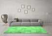 Machine Washable Patchwork Emerald Green Transitional Area Rugs in a Living Room,, wshcon1012emgrn