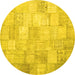 Round Patchwork Yellow Transitional Rug, con1012yw