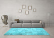 Machine Washable Patchwork Light Blue Transitional Rug in a Living Room, wshcon1012lblu