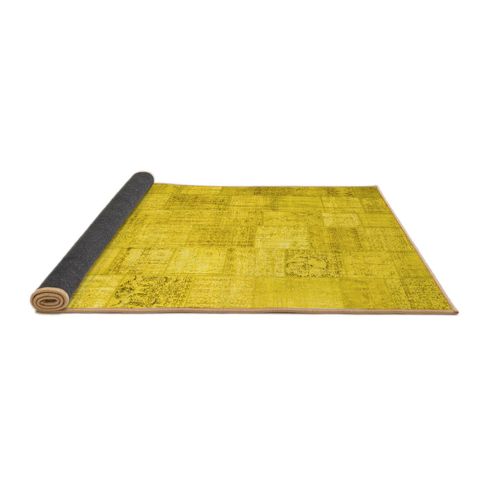 Sideview of Patchwork Yellow Transitional Rug, con1012yw