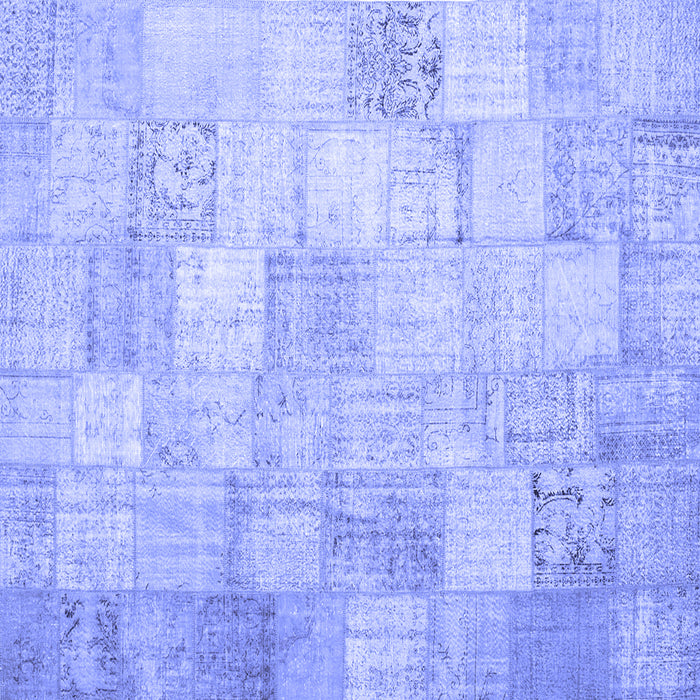 Square Patchwork Blue Transitional Rug, con1012blu