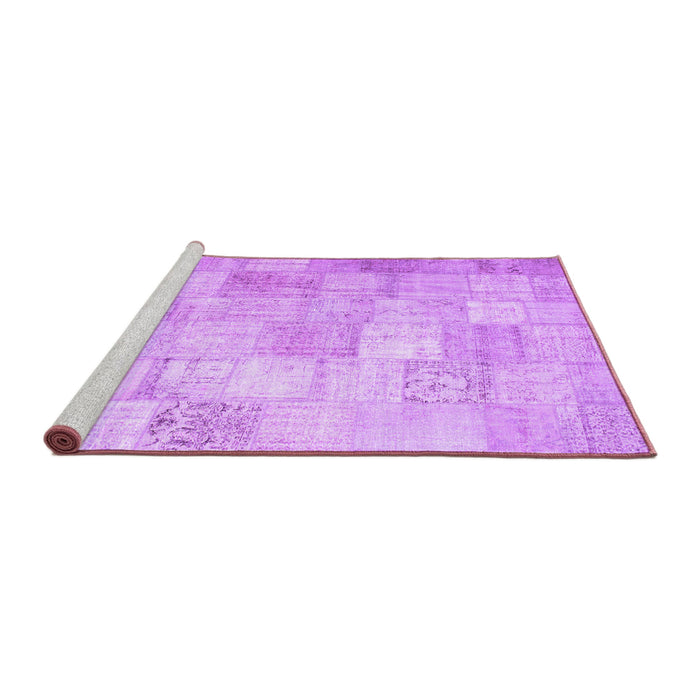 Sideview of Machine Washable Patchwork Purple Transitional Area Rugs, wshcon1012pur