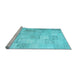 Sideview of Machine Washable Patchwork Light Blue Transitional Rug, wshcon1012lblu