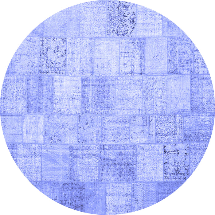 Round Patchwork Blue Transitional Rug, con1012blu