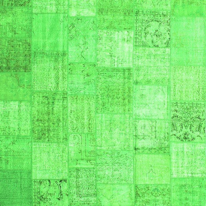 Serging Thickness of Machine Washable Patchwork Green Transitional Area Rugs, wshcon1012grn