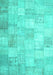 Machine Washable Patchwork Turquoise Transitional Area Rugs, wshcon1012turq