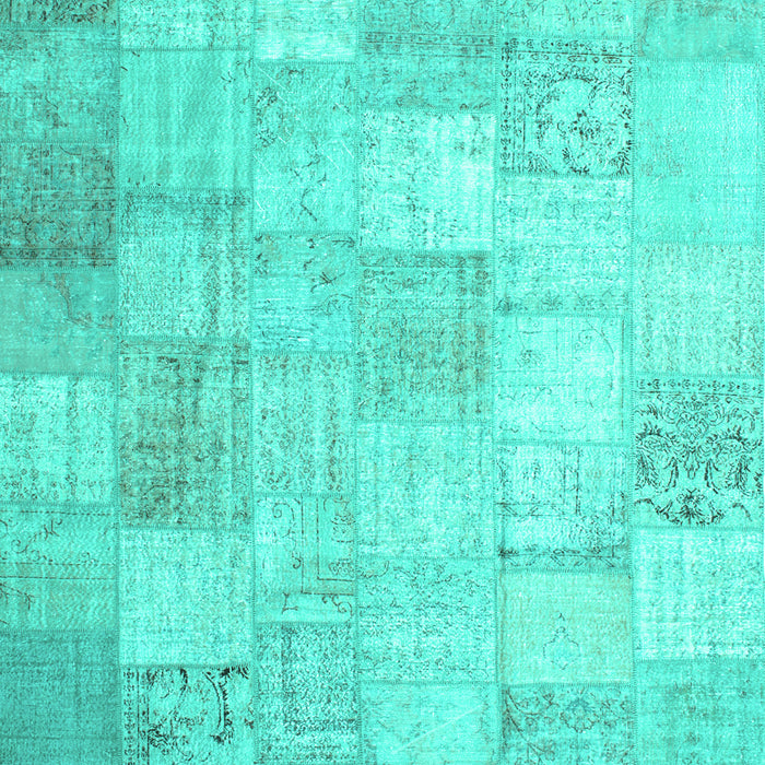 Machine Washable Patchwork Turquoise Transitional Area Rugs, wshcon1012turq
