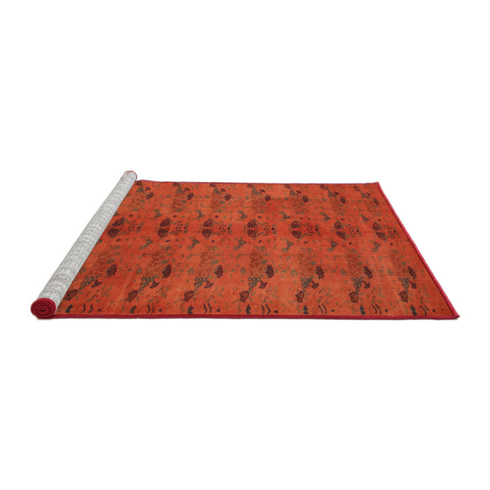 Serging Thickness of Machine Washable Contemporary Neon Red Rug, wshcon1013