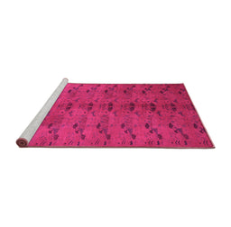 Sideview of Machine Washable Abstract Pink Contemporary Rug, wshcon1013pnk