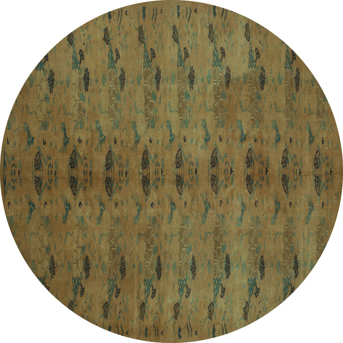 Round Machine Washable Abstract Turquoise Contemporary Area Rugs, wshcon1013turq