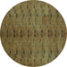 Round Machine Washable Abstract Turquoise Contemporary Area Rugs, wshcon1013turq