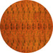 Round Machine Washable Abstract Yellow Contemporary Rug, wshcon1013yw