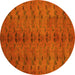 Round Abstract Yellow Contemporary Rug, con1013yw