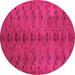 Round Machine Washable Abstract Pink Contemporary Rug, wshcon1013pnk