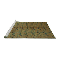 Sideview of Machine Washable Abstract Turquoise Contemporary Area Rugs, wshcon1013turq