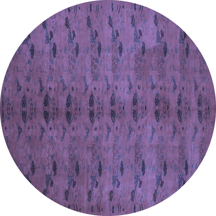 Round Abstract Blue Contemporary Rug, con1013blu