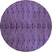 Round Abstract Blue Contemporary Rug, con1013blu