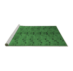 Sideview of Machine Washable Abstract Emerald Green Contemporary Area Rugs, wshcon1013emgrn