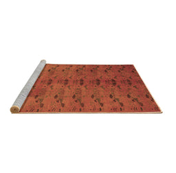 Sideview of Machine Washable Abstract Brown Contemporary Rug, wshcon1013brn