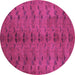 Round Machine Washable Abstract Purple Contemporary Area Rugs, wshcon1013pur