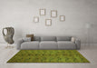 Machine Washable Abstract Green Contemporary Area Rugs in a Living Room,, wshcon1013grn