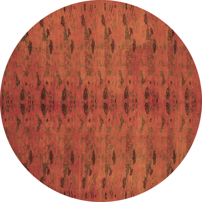 Round Abstract Brown Contemporary Rug, con1013brn