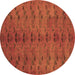 Round Abstract Brown Contemporary Rug, con1013brn