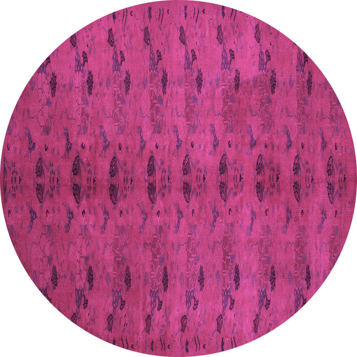 Round Abstract Purple Contemporary Rug, con1013pur